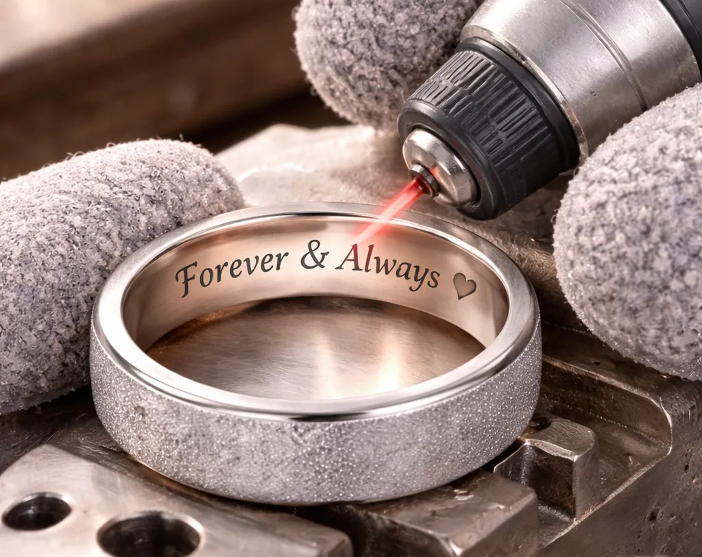 khắc chữ lên nhẫn cưới bằng lazer