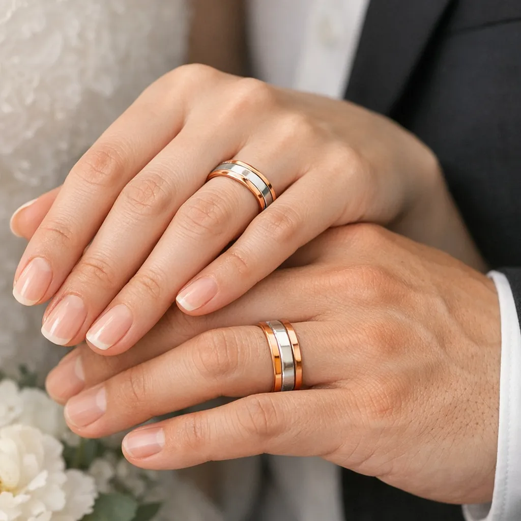 trải nghiệm đeo nhẫn cưới vàng ghép